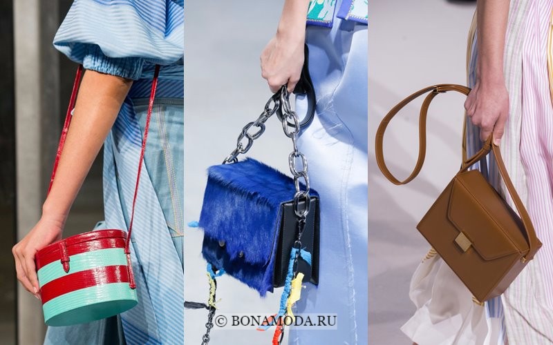 Модные женские сумки весна-лето 2018 - жесткие коробки на длинной ручке