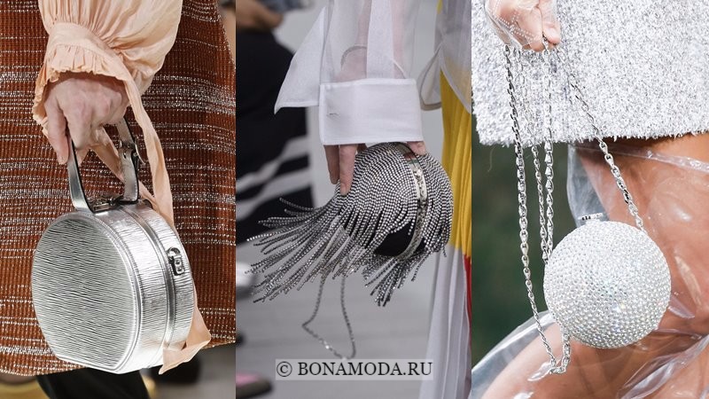 Модные женские сумки весна-лето 2018 - вечерние серебристые круглые