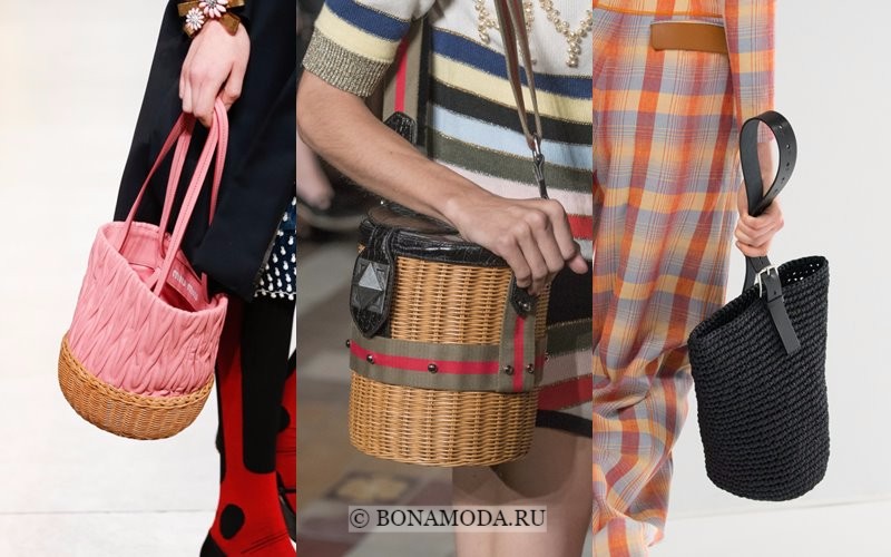 Модные женские сумки весна-лето 2018 - плетёные ведра и корзины
