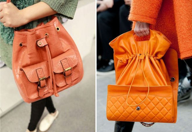 оранжевая сумка мешок