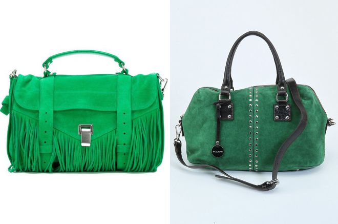 зеленая замшевая сумка