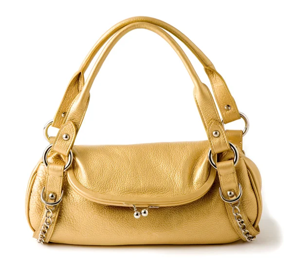 Элегантный кожаный золотой цепочкой сумочка — стоковое фото