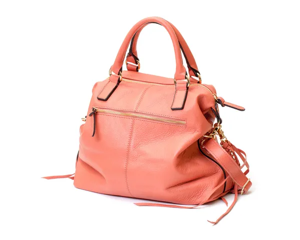Розовая кожа женская сумочка — стоковое фото
